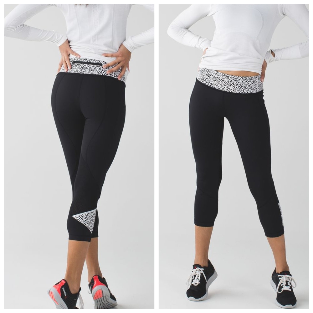 Lululemon Pace Rival CropBlack / Miss Mosaic Black